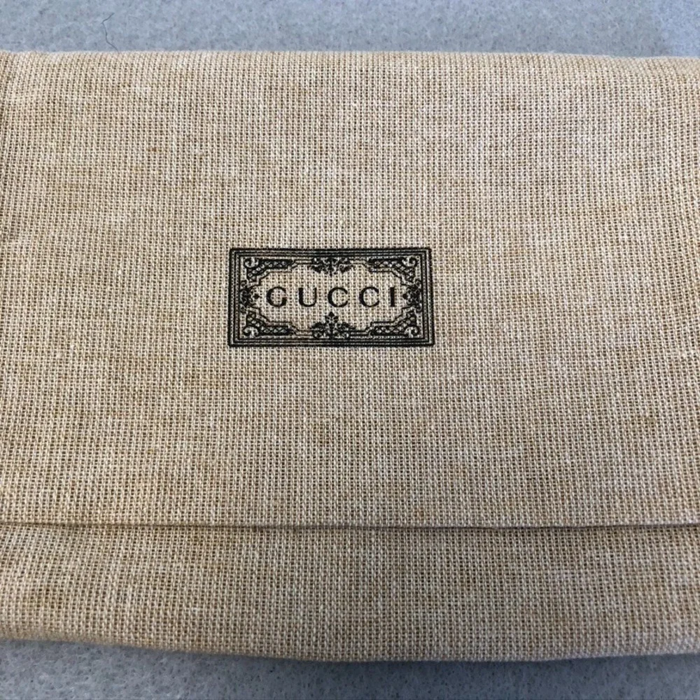 Authentic Gucci‎ Dust Bag Cotton Beige Small Foldover Pouch Travel Storage Gift